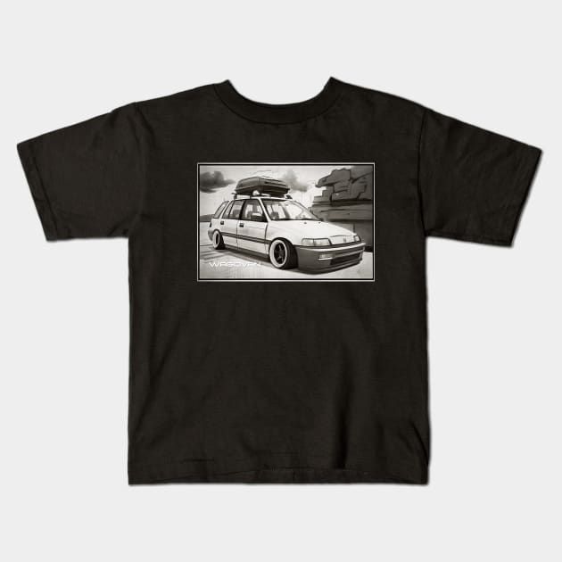 Honda Civic Wagovan Version 1 Kids T-Shirt by CarTeeExclusives